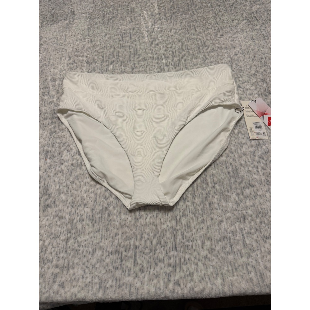 CALIA High Rise Bikini Bottom White Textured Wave Swim‎ Size XXL NWT